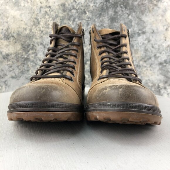 Freeway Easywear Women's Size EUR 37 Queen4 Brown Leather Combat Zip Ankle Boots - Picture 4 of 16